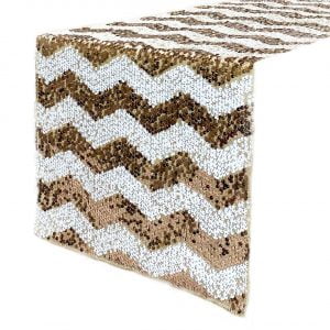 Chevron Sequin Table Runner - Blush And Champagne