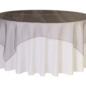 Square Organza Table Overlay - Dark Silver