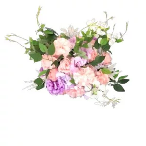 Artifical Flower Pedestal Decor - Purple & Pink