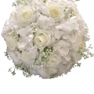 Artifical Flower Pedestal Decor - Whit