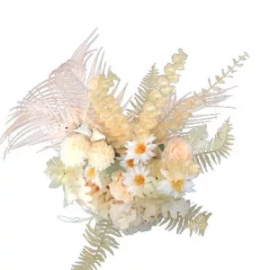 Artifical Flower Pedestal Decor - Yellow